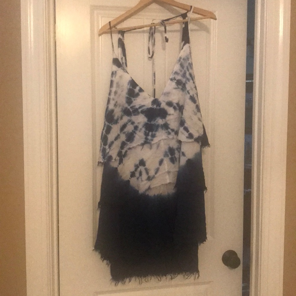 Blue and white tie dye dress